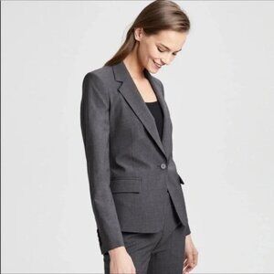 Theory Blazer Women's 10 Gray Gabe N Edition Virgin Wool Stretch Suit Jacket